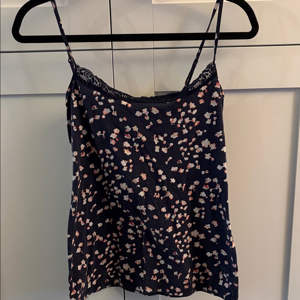 LOFT Navy and Pink Floral Camisole